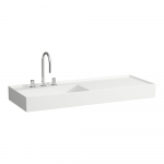 Praustuvas Laufen KARTELL 1200x460x120 mm, su plačiu kraštu dešinėje, be perlajos, su 1 anga maišytuvui viduryje 
